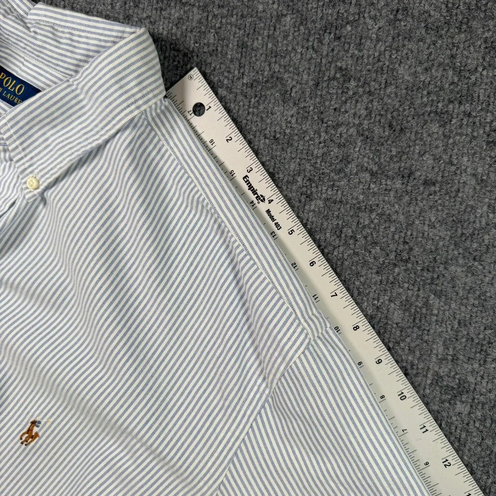 Polo Ralph Lauren Button Down Mens 2XB Blue White Striped Oxford Pony Logo